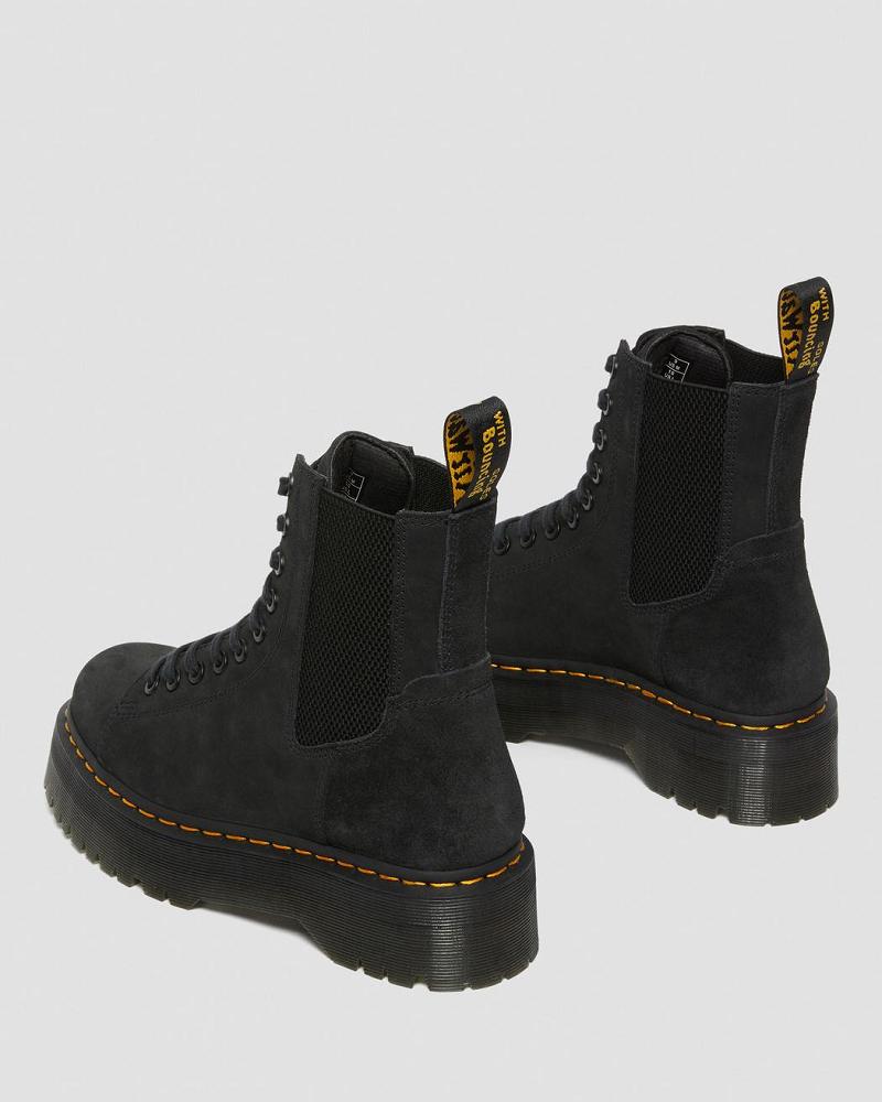 Dr Martens Jadon Nubuck Læder Platform Støvler Dame Sort | DK 241YXF